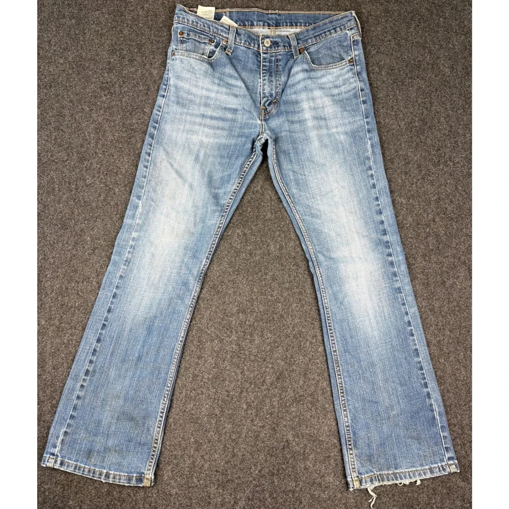 Levis 527 Slim Bootcut Jeans Mens 33x30 Light Wash Blue Denim 05527-0489